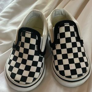 Baby Black and White Checkered Vans Slip-Ons size 3 Excellent Condition
